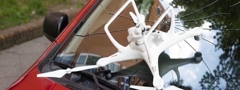 drone crashed on a windshield